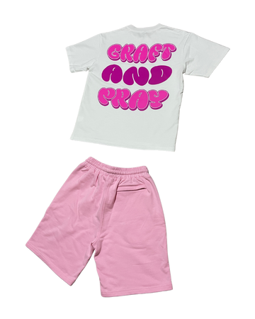 Graft & Pray Tee - Pink & White