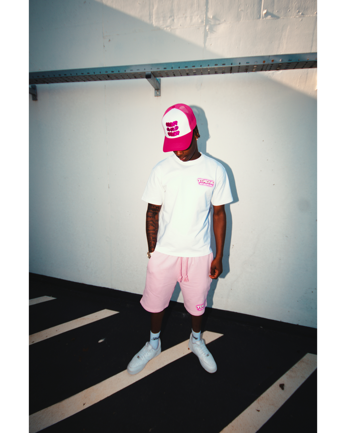 Graft & Pray Tee - Pink & White